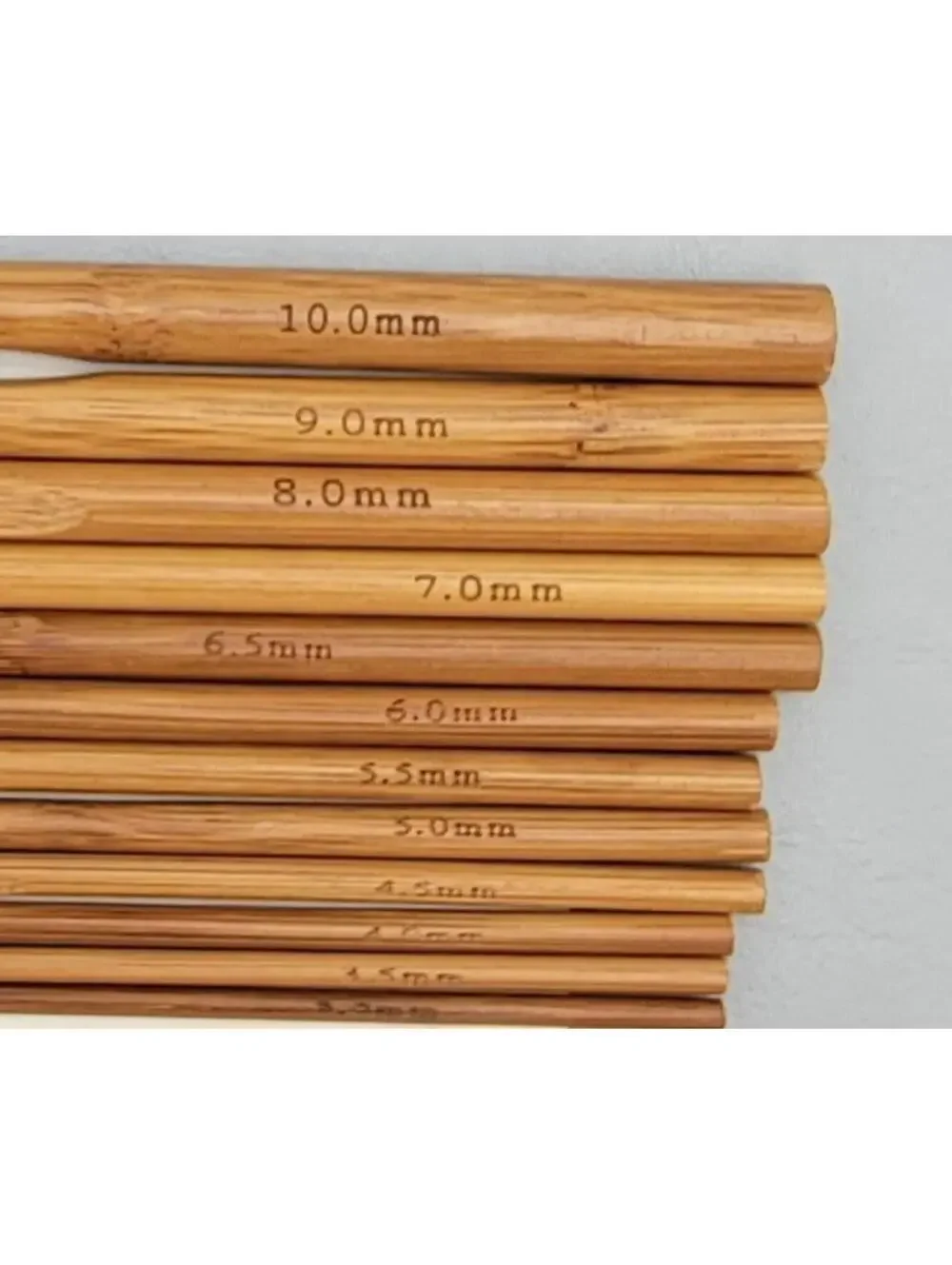 Bamboo Wooden Crochet Hook Set 12 Piece 3mm-10mm Vintage